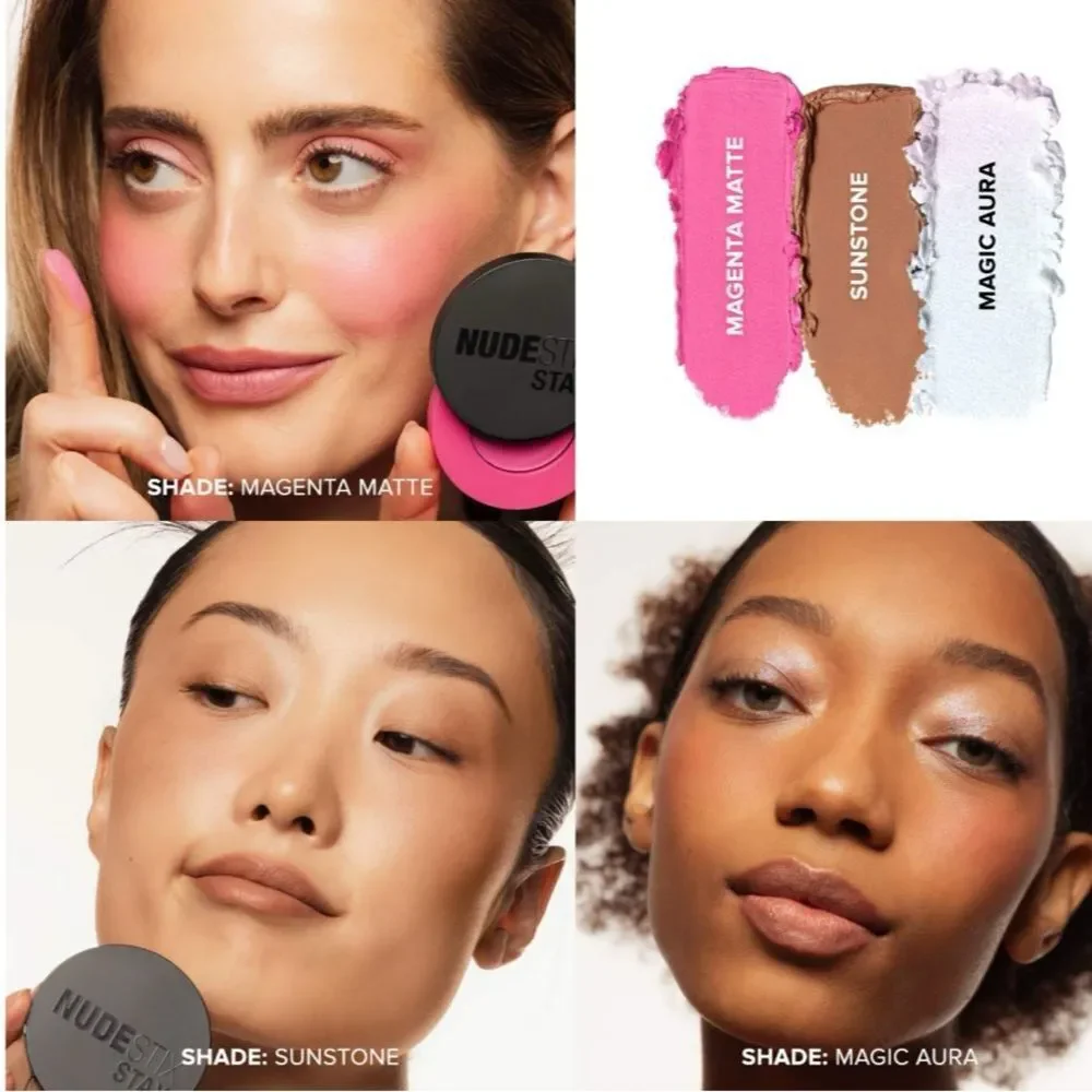 NUDESTIX Sunpink Glow Stax 3pc Blush Balm Set $59 Value